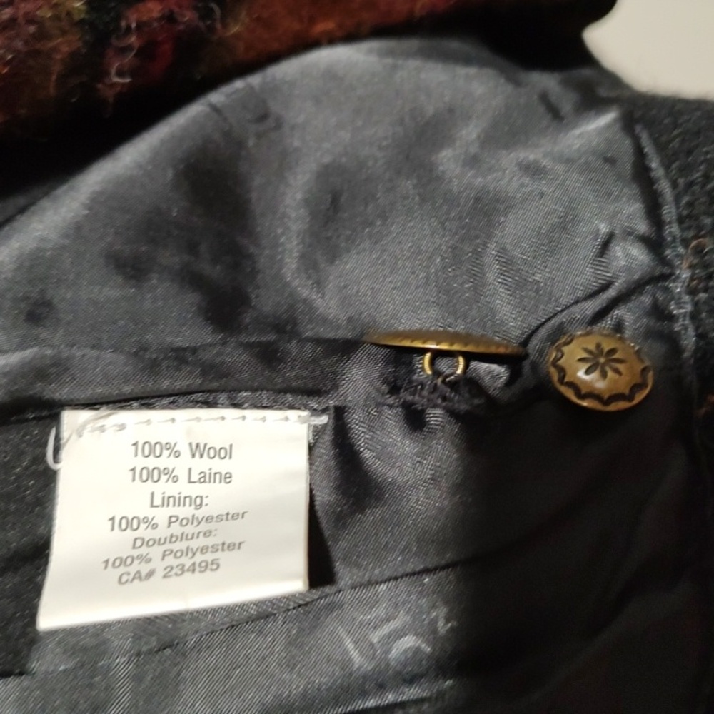 Women's Black and Red Floral Wool Jacket - Picture 3 of 4